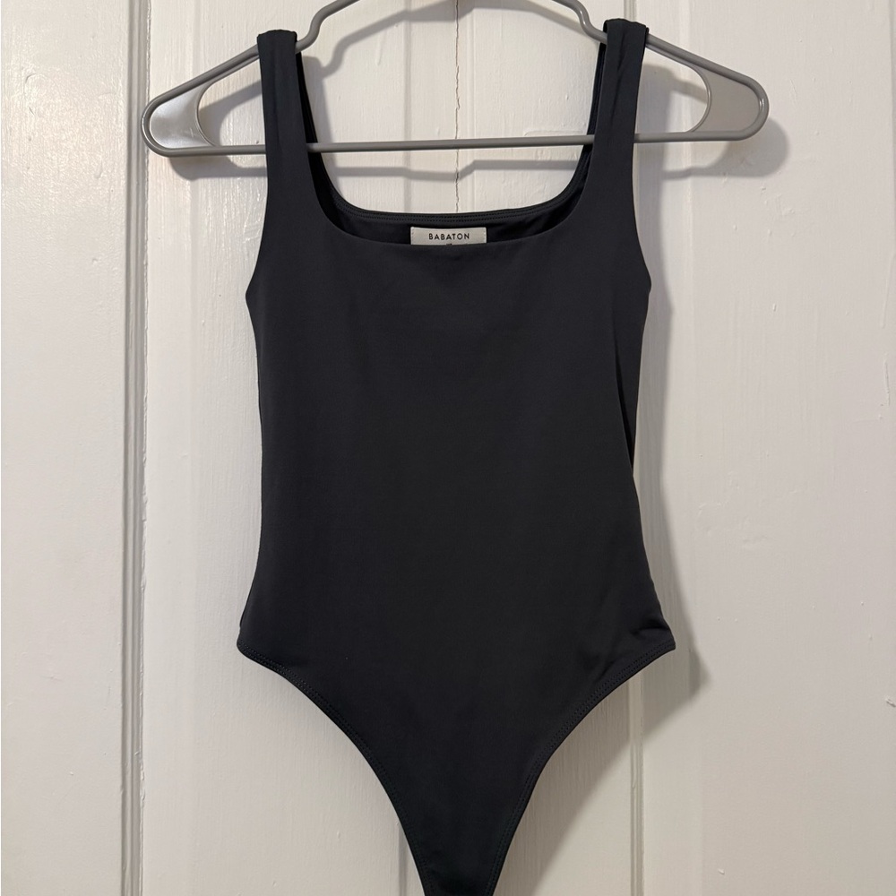 Babaton Slate Gray Square Neck Bodysuit